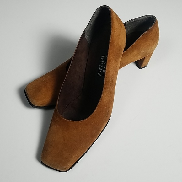 Stuart Weitzman Shoes - Stuart Weitzman Tan Suede Block Heels 8.5